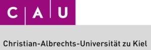 Logo of Christian-Albrechts-Universität zu Kiel, with purple blocks containing the letters "C", "A", and "U" above the university's full name in black text on a grey background.