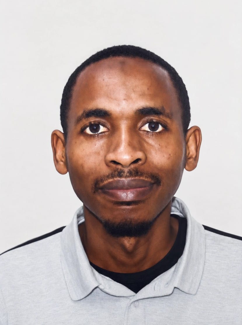 A man with short hair and a trimmed beard wearing a light grey collared shirt poses against a plain background, looking directly at the camera.